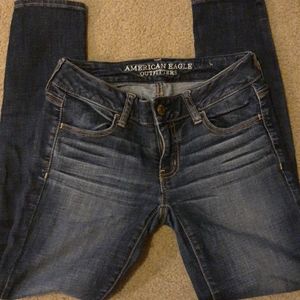 Blue denim skinny jeans
